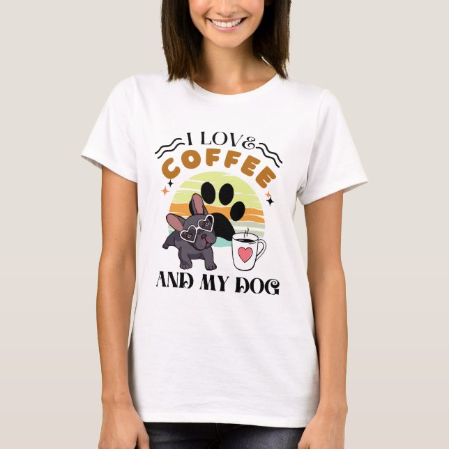 Camiseta Amantes do Café - Eu Amo Café E Meu Cachorro (Frente)