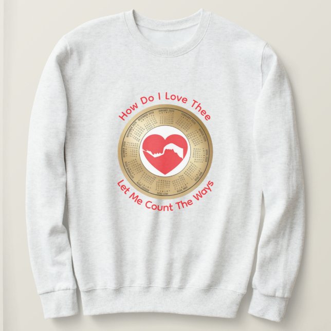 Camiseta Amantes do Calendário de 2026 Como Eu Te Amo (Frente do Design)