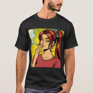 Camiseta Amantes do fumo Arte pop Garota Fumante Ciga