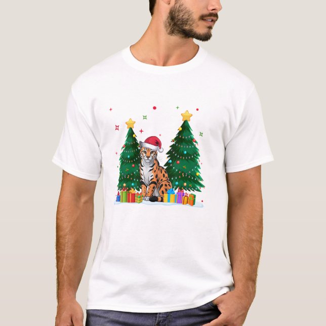 Camiseta Amantes dos Animais Ocelot Papai Noel (Frente)