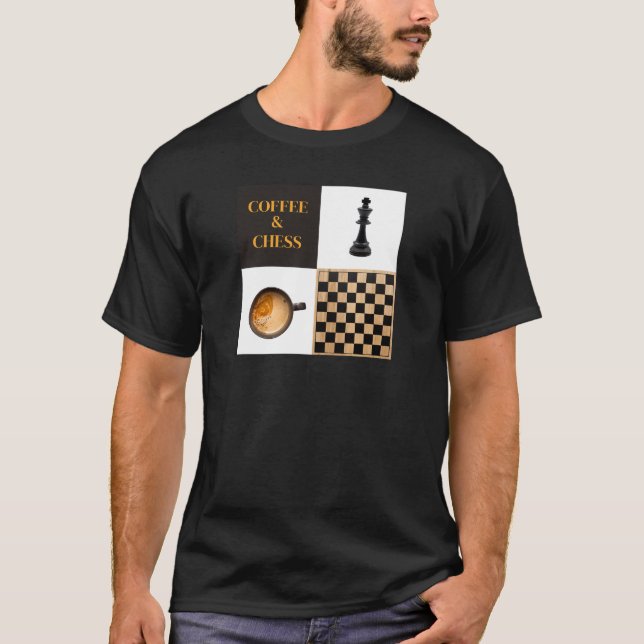 Camiseta Amantes e Jogadores de Xadrez de Café e Café (Frente)