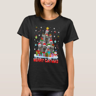 Camiseta Amantes engraçados de gatos azuis russos Natal fof