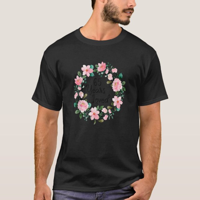 Camiseta Amantes Homens De 65 Anos Mulheres Floral 65 Anos  (Frente)