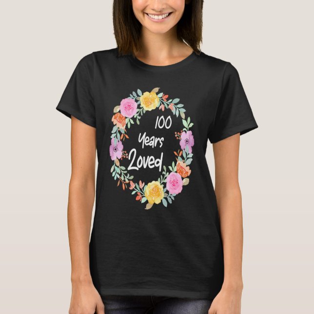 Camiseta Amantes Homens Mulheres 100 Anos Ama Floral 100º N (Frente)