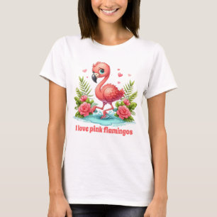 Camiseta Amantes lindos flamingos, rosa-claro, personalizáv