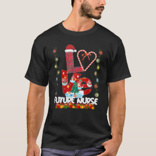 Camiseta Amar a Enfermeira Santa Hat Candy Xmas Pajama