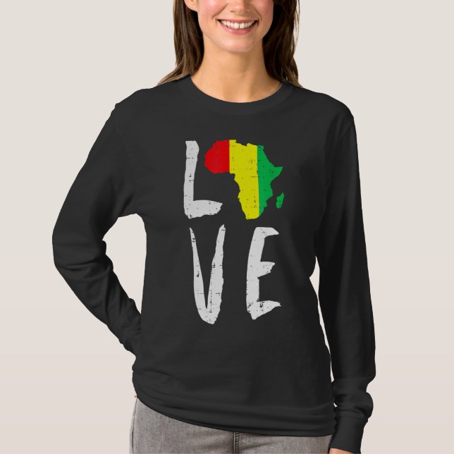 Camiseta Amar África História Negra Mês África Americana (Frente)