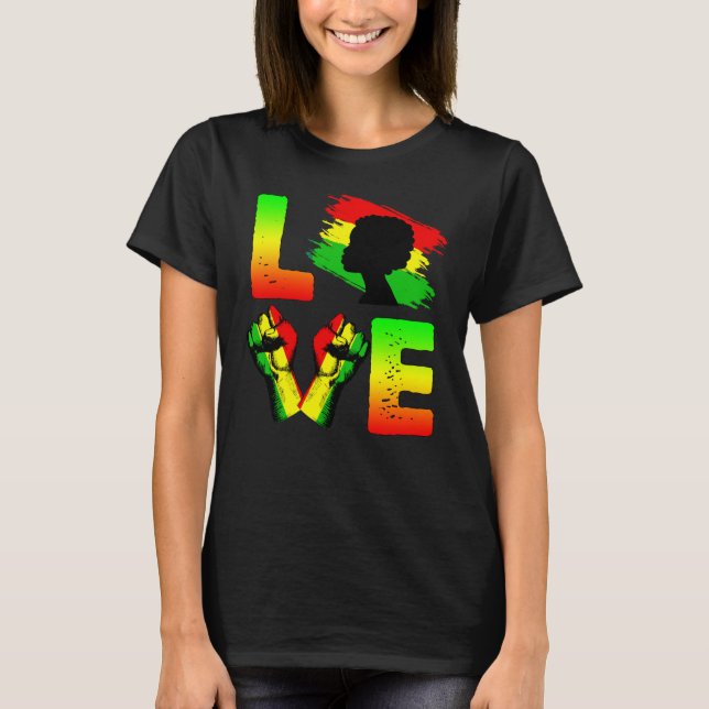 Camiseta Amar África História Negra Mês Americano Africano (Frente)