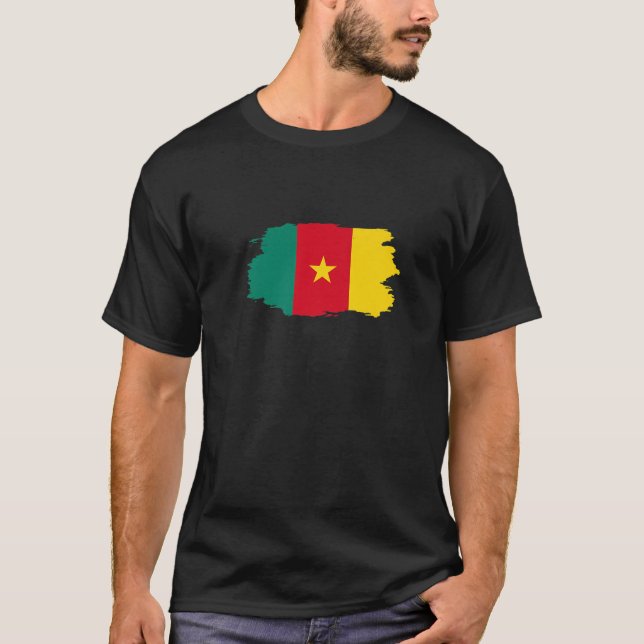 Camiseta Amar Camarões Bandeira Patriótica Camarões Esporte (Frente)