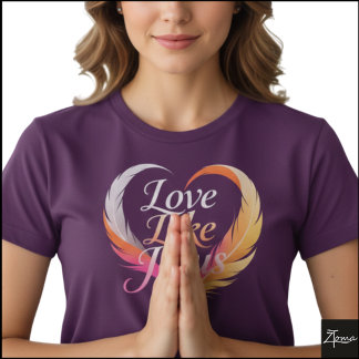 Camiseta Amar Como Jesus Roteiro de Coração de Pena