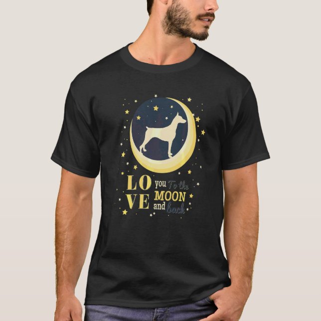 Camiseta Amar Dobermann Cachorro Até a Lua (Frente)