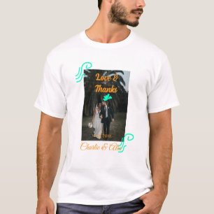 Camiseta Amar e obrigados casal de casamento foto moderna a