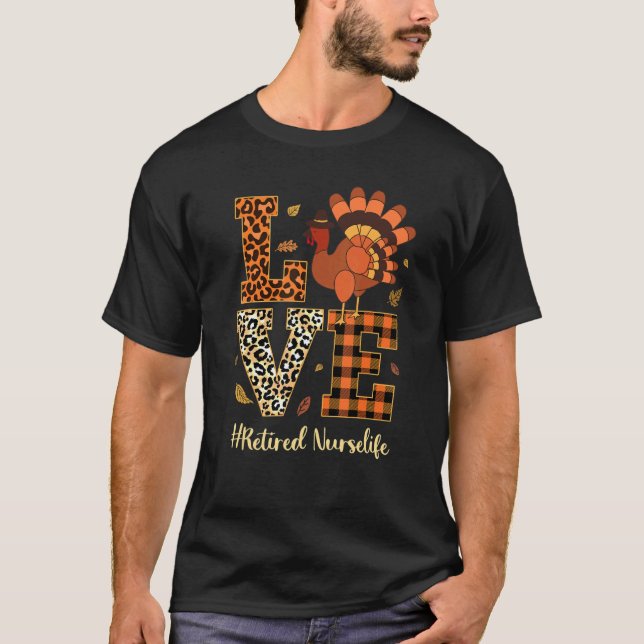 Camiseta Amar Enfermeira Aposentada Vida Ação de Graças out (Frente)