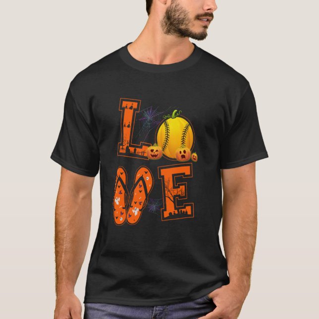 Camiseta Amar Jogadores De Softball Pumpkin Bruxas Cos De H (Frente)