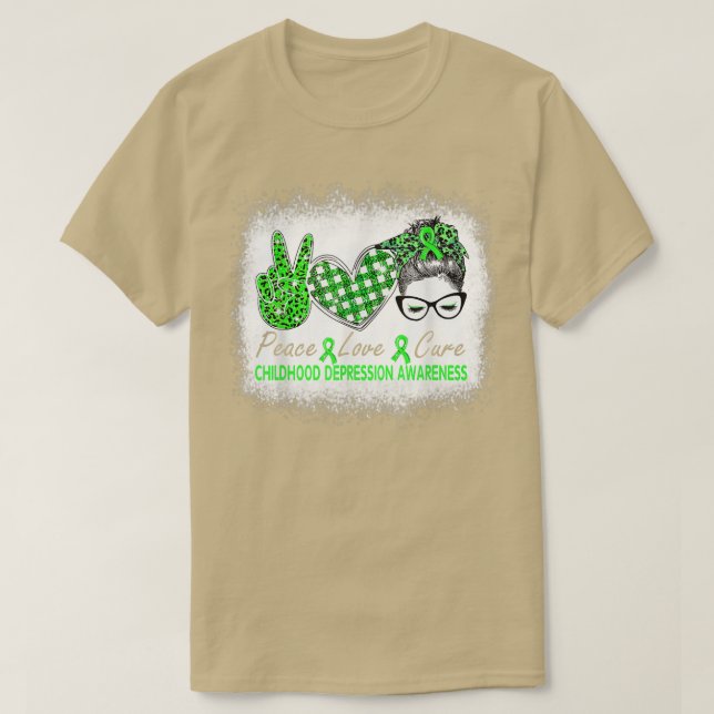 Camiseta Amar Mulheres Curtas Depressão Infantil Sensibiliz (Frente do Design)