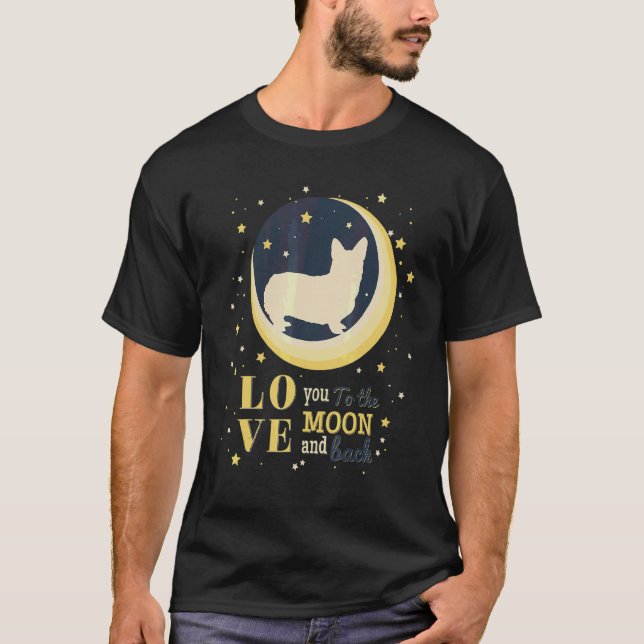 Camiseta Amar Pembroke Welsh Corgi Até a Lua (Frente)