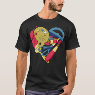 Camiseta Amar Pintura Cardíaca Artista Retrato Pintura Dor