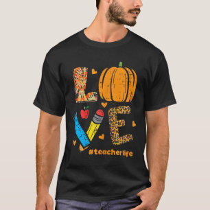 Camiseta Amar Professor Pumpkin Leopard Queda outono Outono