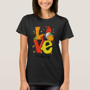 Camiseta Amar Professora Vida Gnomo Pumpkin outono Obrigado