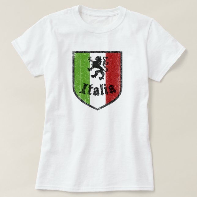 Camiseta Amarela Feminina Italia Vintage Crest (Frente do Design)
