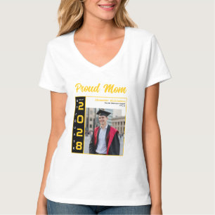 Camiseta Amarela Preta Branca Foto de Formatura Mãe Orgulho