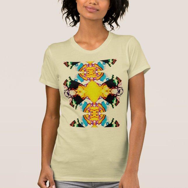 Camiseta Amarelo Azul Verde Sudoeste Estendido Mandala (Frente)