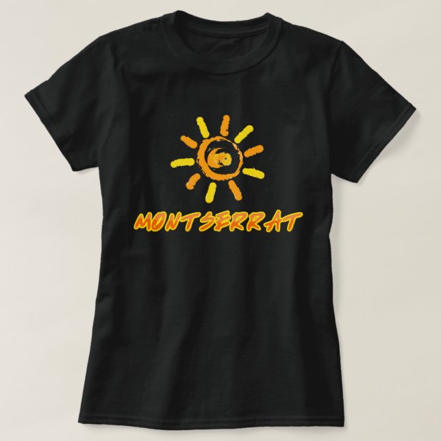Camiseta Amarelo brilhante Montserrat e laranja (Frente do Design)