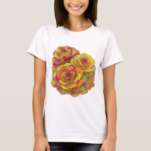 Camiseta Amarelo Chic THREE ROSES Design Personalizado