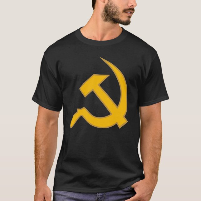 Camiseta Amarelo da DK & martelo & foice clássicos de Tan (Frente)