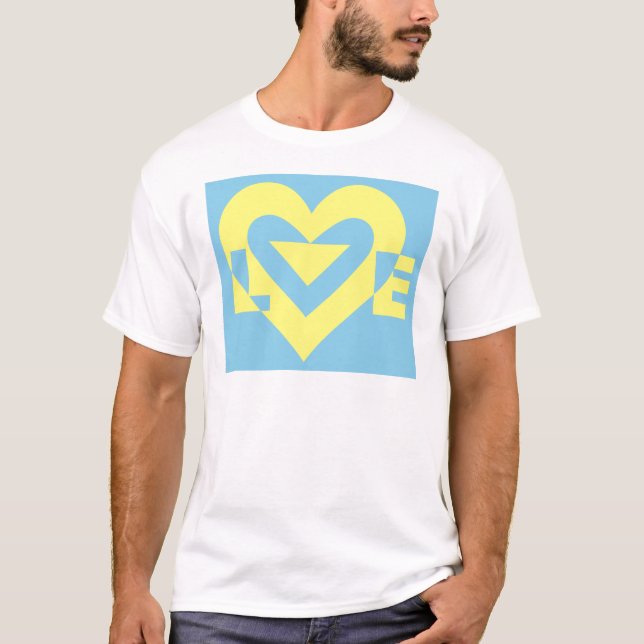 Camiseta Amarelo de Amor em Azul (Frente)