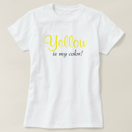 Camiseta Amarelo é meu texto cinza tipográfico colorido