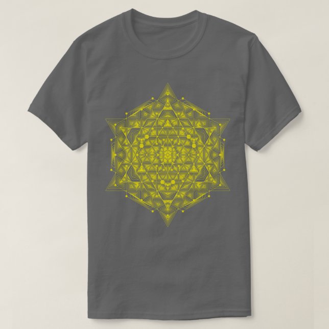 Camiseta Amarelo Hipercubo Sagrado (Frente do Design)
