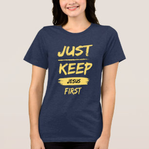 Camiseta Amarelo Mantenha Jesus em Primeiro Lugar