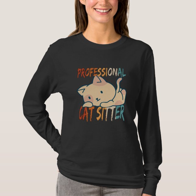 Camiseta Amarga profissional de gatos com gato bonito (Frente)