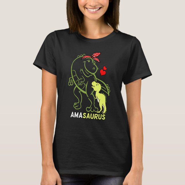 Camiseta Amasauro Ama Tyrannosaurus Dinosaur Bebê Mães (Frente)