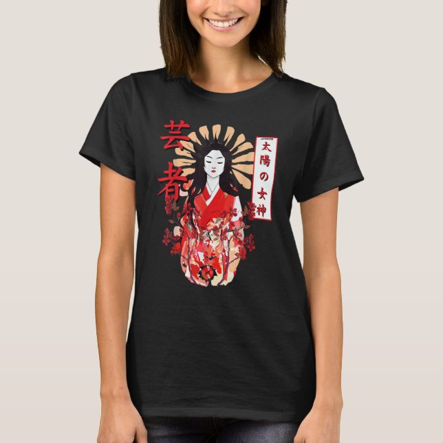 Camiseta Amaterasu Omikami Cherry Blossom Sun Deusa (Frente)