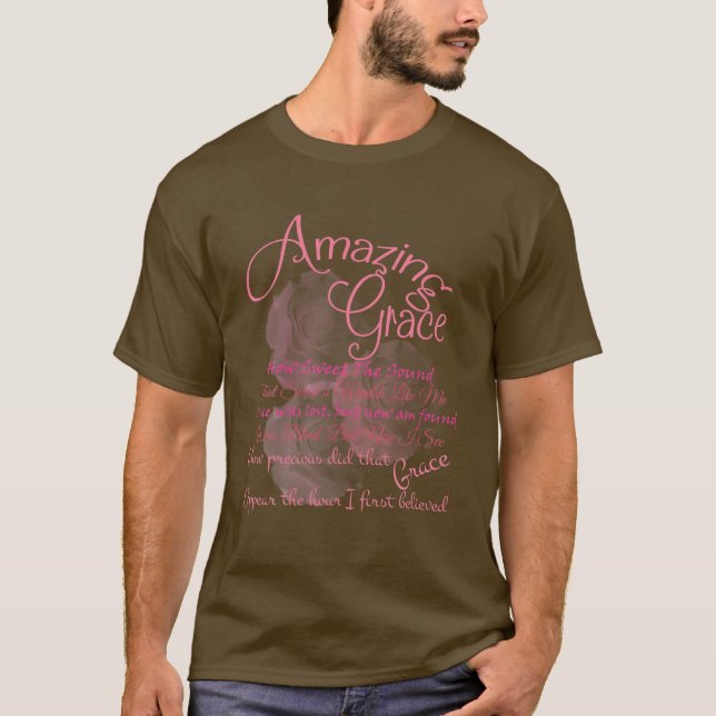 Camiseta Amazing Grace Pink Rose Typography (Frente)
