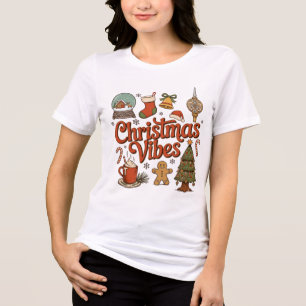 Camiseta Ambiente de Natal Globo de Neve Homem de Biscoito 