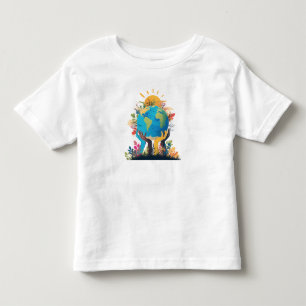 Camiseta Ambiente - Ilustração da Terra com Mão e Sol