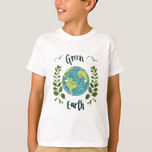 Camiseta Ambiente mundial - Terra sorridente com Terra Verd