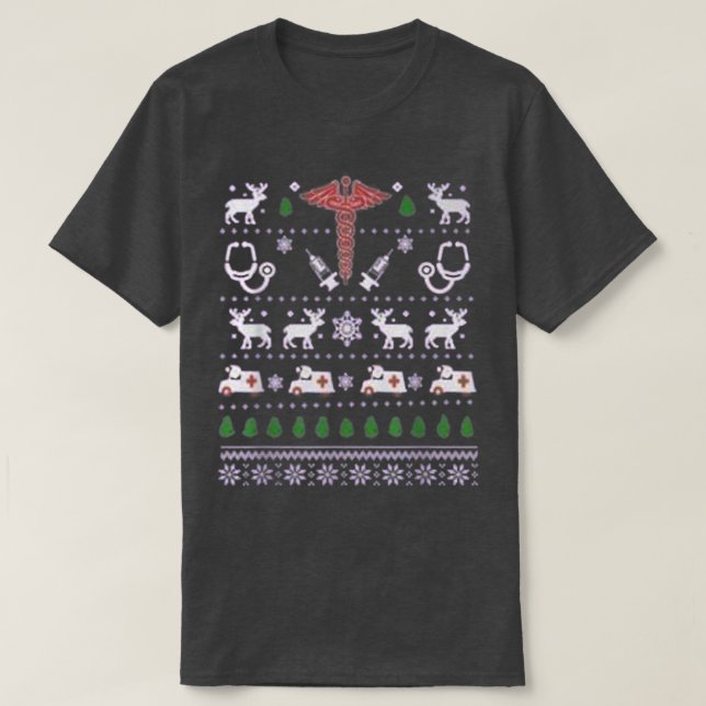 Camiseta Ambulance Christmas Tree AMR Deer Xmas Snow  (Frente do Design)
