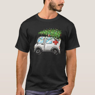 Camiseta Ambulância Carro Noite Luzes de Árvore de Natal EM