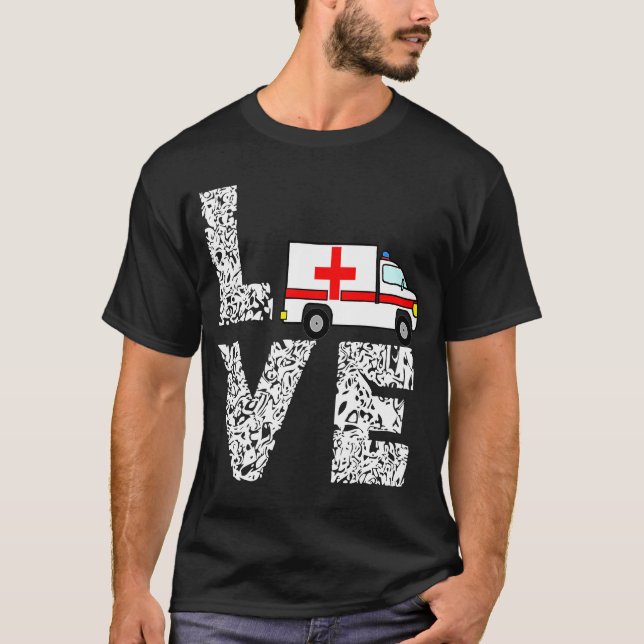 Camiseta ambulância do serviço de emergência ambulância (Frente)