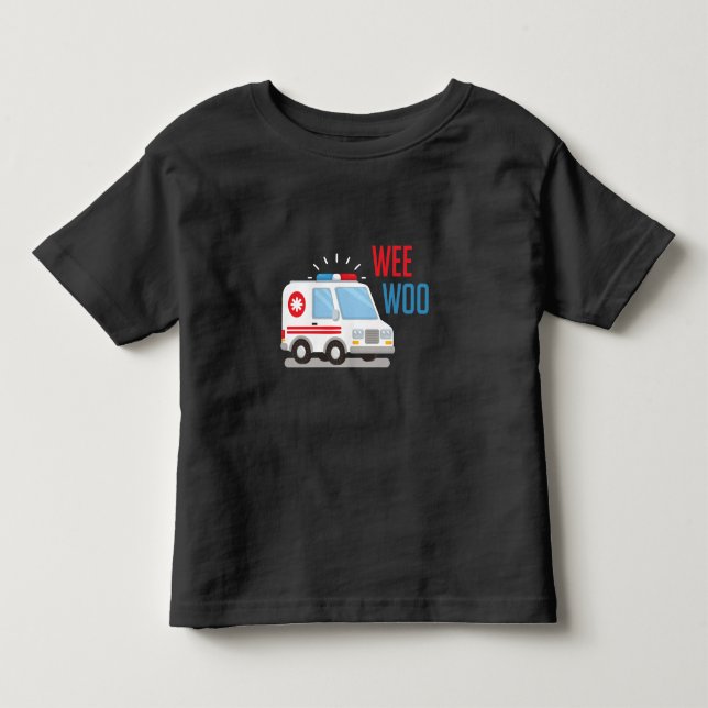 Camiseta Ambulância paramédica Carro weo woo Hospital EMT (Frente)