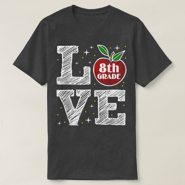 Camiseta Ame 8º ano de volta à escola Professora Engraçada  (Frente do Design)
