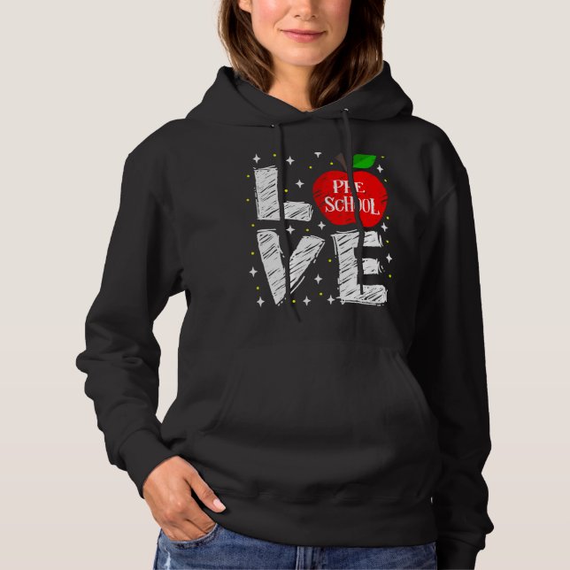 Camiseta Ame A Apple Da Pré-Escola De Volta Ao Professor (Frente)