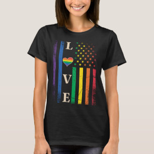Camiseta Ame a família LGBT Ally Cute Rainbow Pride USA Ame