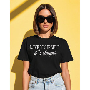 Camiseta Ame a Si Mesmo, É Mais Barato Minimalista em Tipog