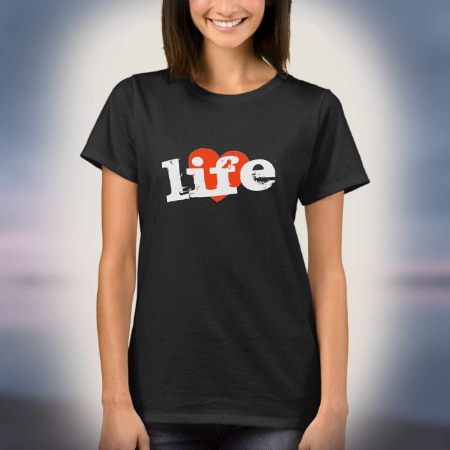 Camiseta Ame a Vida! Desenho de Coração Vermelho. (Criador carregado)