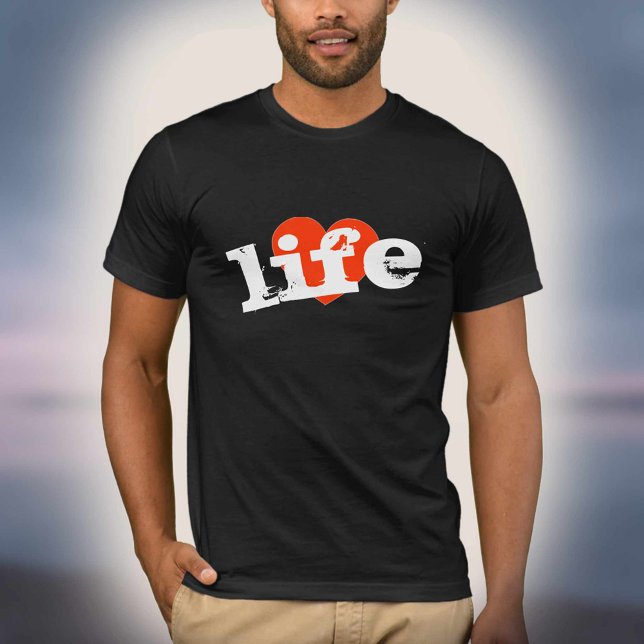 Camiseta Ame A Vida! Design de Coração Vermelho. (Criador carregado)